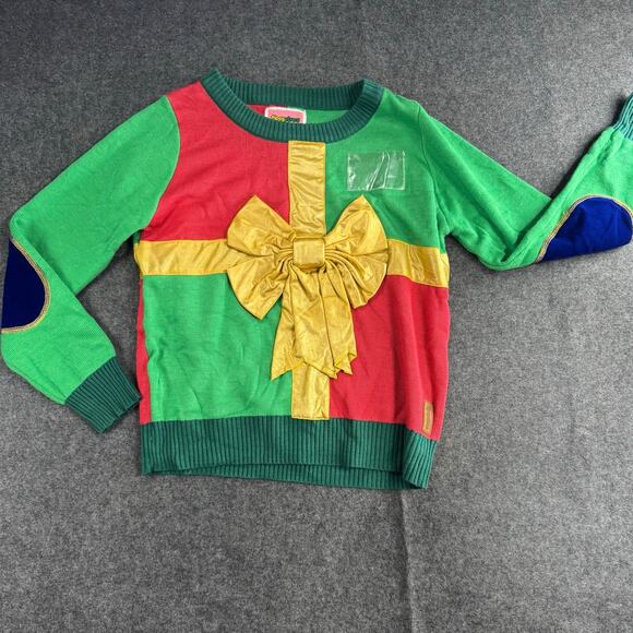 Tipsy Elves Womens LARGE Pullover Christmas Sweater Present Bow Ugly Party - Picture 1 of 10